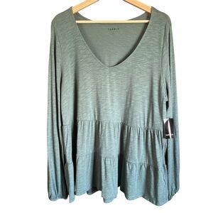 🆕🆕Torrid Green V-Neck Tiered Women's Long Sleeve Top